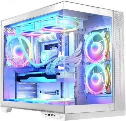 Počítačová skriňa VOLCANO Panorama Apex ARGB, 7× ARGB ventilátorov, biela