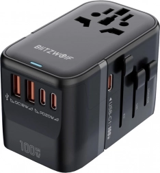 Univerzálny cestovný adaptér BLITZWOLF BW-TA2 s GaN 100 W a rýchlym nabíjaním USB-C/USB-A