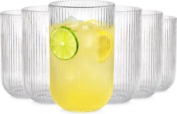 Sada pohárov 400 ml Vilde, 6 ks – rebrované číre poháre na nápoje