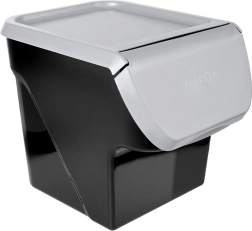 Plastový box na ovocie a zeleninu s výklopným vekom 13 l, sivý