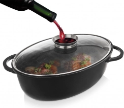 Oválny granitový pekáč s vekom 8 l, 45 × 27,5 cm