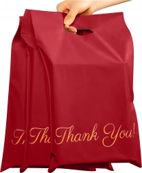 Červené kuriérske fóliové obálky s uškom 310 × 420 + 70 mm, 50 ks, nápis Thank You