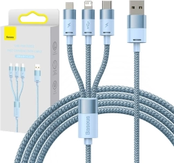 Nabíjací a dátový kábel 3v1 BASEUS StarSpeed, USB‑C / micro USB / Lightning, 3,5 A, 1,2 m, modrý