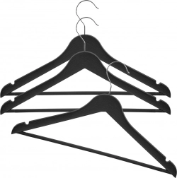 Čierne otočné ramienko na oblečenie, sada 3 ks, 42,5 × 24 cm