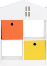 Detská domčeková knižnica s priehradkami a látkovými boxmi ECOTOYS