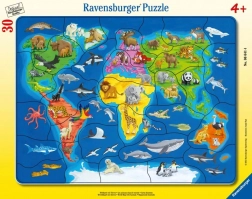 Ravensburger puzzle mapa sveta zvierat