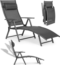 Skladacie záhradné lehátko s nastaviteľným operadlom, sivé, MultiGarden