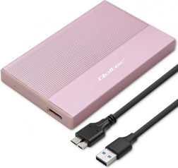 Hliníkový box na disk 2.5" SATA s USB 3.0, 5 Gb/s, až 2 TB – ružový