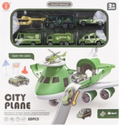 Lietadlo s rozkladacou garážou a vojenskými autíčkami