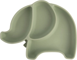 Detský silikónový delený tanierik slon, zelený 23,5 × 19 × 3,5 cm