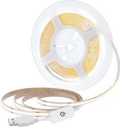 Solight LED COB pásik 5 m teplá biela 3000 K USB s vypínačom 8 mm