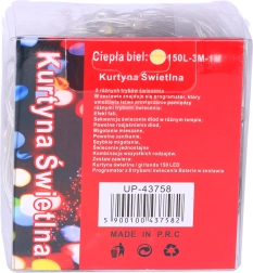 Batériová svetelná záclona 3M - teplá biela