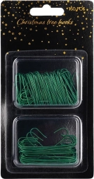 Zelené háčiky na vianočné ozdoby 3,5 a 6 cm, 150 ks