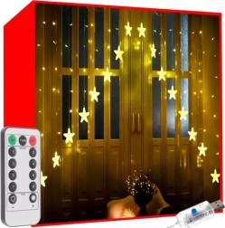 LED svetelná opona hviezdy 136 LED teplá biela s diaľkovým ovládaním