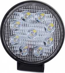 Pracovný LED reflektor okrúhly 27 W, 9 LED, 12–24 V, IP67