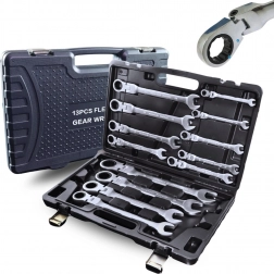 Sada račňových očkoplochých kľúčov 13 ks flexibilných 8–32 mm v kufri