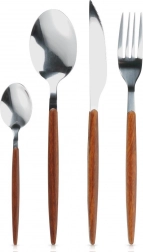 Súprava príborov z nehrdzavejúcej ocele 16 dielov s dreveným vzhľadom rukovätí