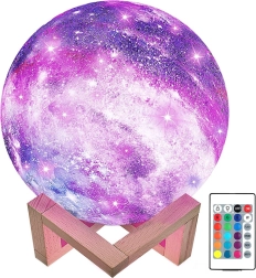 3D mesačná lampa s RGB osvetlením a diaľkovým ovládaním