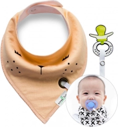 Šatka/bryndák s držiakom na cumlík – lososový