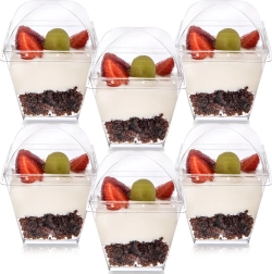 Plastové poháriky na dezerty a snacky s viečkami 180 ml, 6 ks