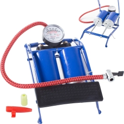 Nožná pumpa do auta s dvojitým piestom a adaptéry na bicykle