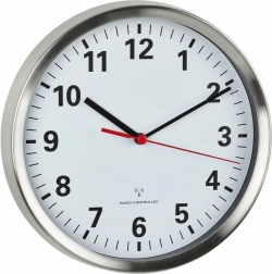 TFA rádiom riadené analógové nástenné hodiny z nehrdzavejúcej ocele