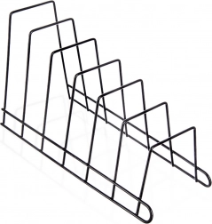 Kovový stojan na pokrievky a taniere, čierny, 34,5 × 14 × 19 cm