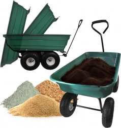 Záhradný vyklápací vozík 120 l, 240 kg, oceľový rám a veľké pneumatikové kolesá