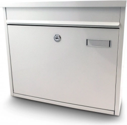 Biela kovová poštová schránka 360 × 320 mm na vonkajšiu montáž Bituxx