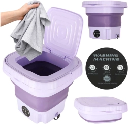 Skladacia mini cestovná práčka 8 l fialová