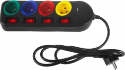 Predlžovací prepäťový lištový rozvod MACLEAN 4 zásuvky s vypínačmi a USB-A/USB-C 1,5 m