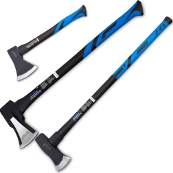 Sada sekier a klinových palíc: malé kladivo 1 kg, štiepacia sekera 2 kg a sekeromlat 2,7 kg