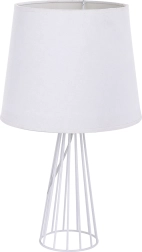 Biela stolová lampa s kovovou mriežkovou základňou 40 cm