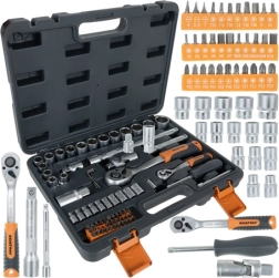 Súprava náradia BIGSTREN 72 dielov v kufri – račne 1/4" a 1/2" 72T, hlavice a bity