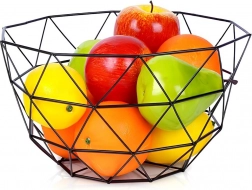 Kovový košík na ovocie s odnímateľným háčikom, čierny