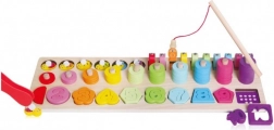 Drevená vzdelávacia sada 4v1 s číslami, tvarmi a magnetickým rybolovom