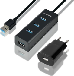 HUE-S2BP 4-portový nabíjací rozbočovač USB 3.2 Gen 1, 1,2 m kábel, sieťový adaptér