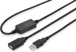 Aktívny predlžovací kábel USB 2.0 USB‑A (samec) na USB‑A (samica) 10 m, čierny