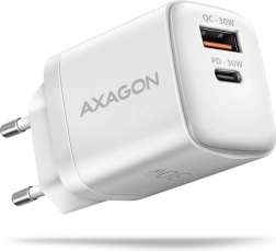 Sieťová nabíjačka AXAGON 30W PD & QC s USB‑C a USB‑A biela