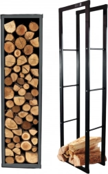 Oceľový stojan na krbové drevo 150 cm – moderný úzky regál s veľkou kapacitou