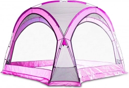 ružový záhradný pavilón 3,5 × 3,5 m s moskytierou a vodoodolnými stenami