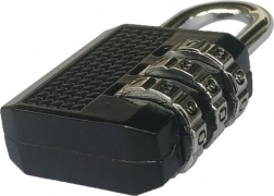 Kódový visiaci zámok na batožinu, 3-miestny, čierny