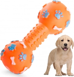 Pískacia žuvacia hračka pre psy v tvare činky