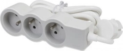 Predlžovací kábel 3x2P+Z 1,5m biely/šedý