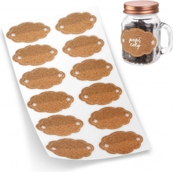 Samolepiace korkové etikety na poháre, 12 ks