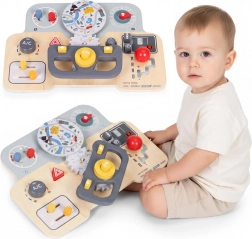 Drevená senzorická aktívna doska auto 15 prvkov ECOTOYS