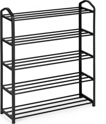 Kovový botník na 5 políc, čierny