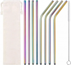 Kovové slamky dúhové AG371B - 10 kusov