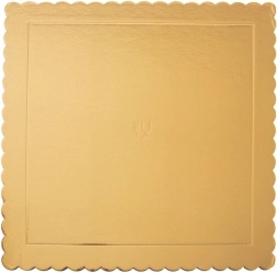 Zlatý štvorcový podložný tanier pod tortu 34 × 34 cm