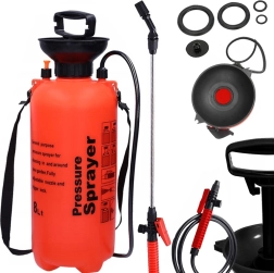 Tlakový záhradný postrekovač 8 l s dlhou postrekovacou tyčou a popruhom